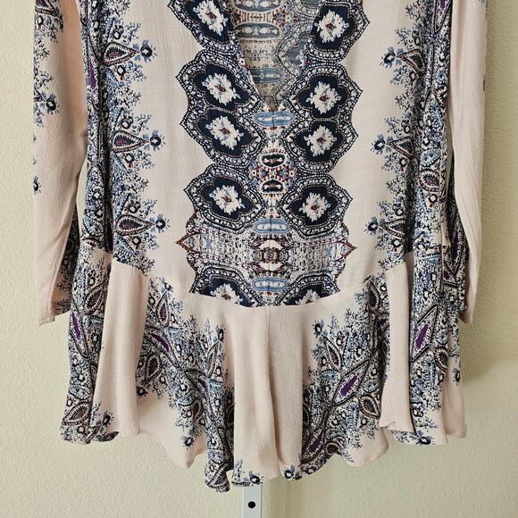 FREE PEOPLE Smooth Talker Antique Combo Back Cut Out Pullover Tunic Dress Sz XS - Picture 10 of 16
